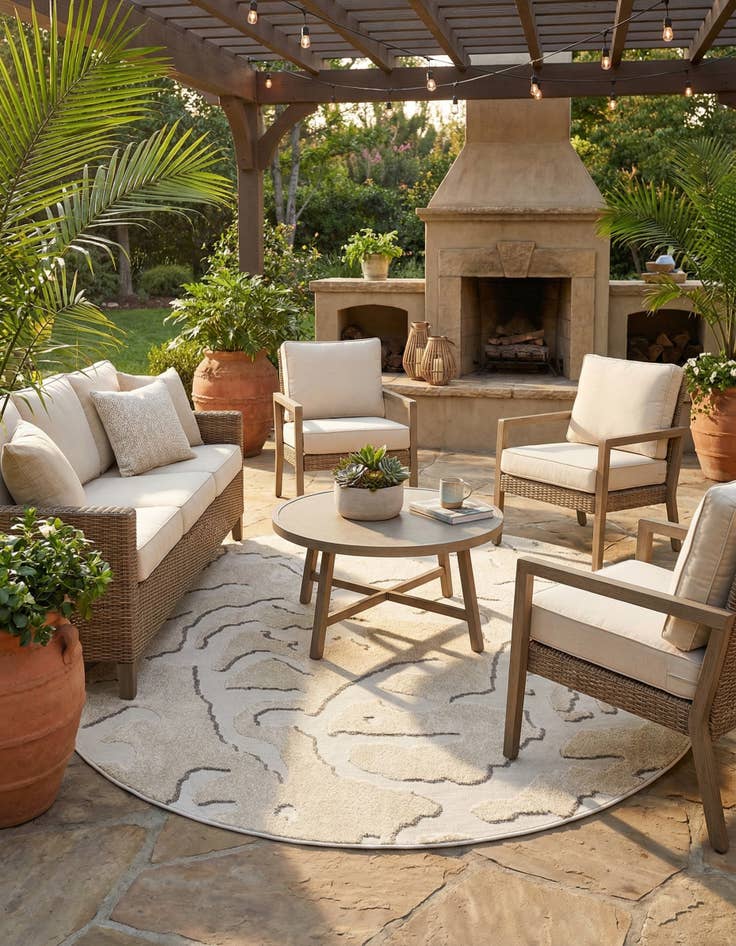 Detail image of 7' 10 x 7' 10 Easy-Clean Sabrina Soto Indoor / Outdoor Round Rug
