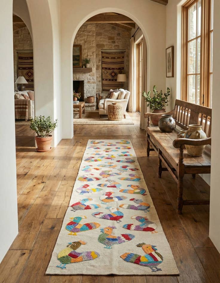 Detail image of 2' 3 x 12' 1  Hand Woven Kilim Suzani Wool Runner Rug