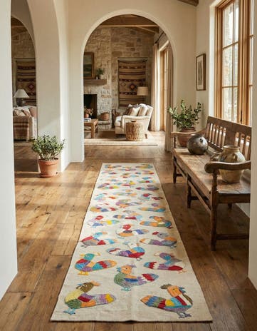 2' 3 x 12' 1 Hand Woven Kilim Suzani Wool Runner Rug