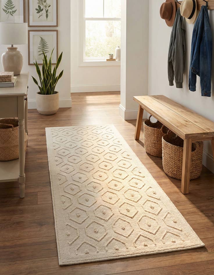 Detail image of  2' x 6'  Washable Trellis Textured Indoor / Outdoor Runner Rug