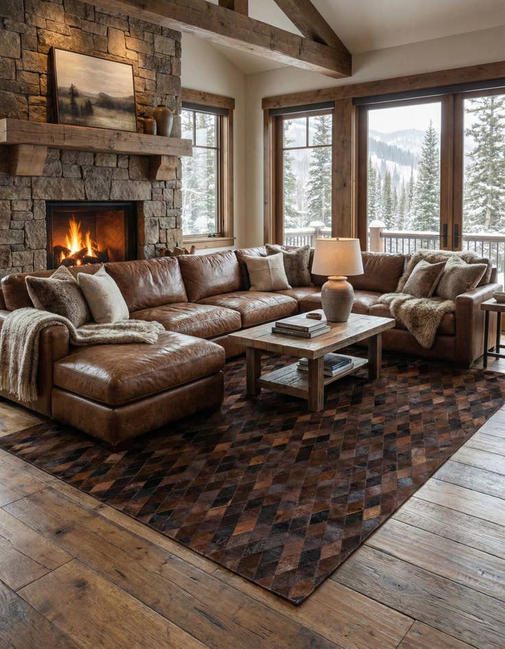 Detail image of 8' 1 x 10' 2 Cowhide Stocks Rug