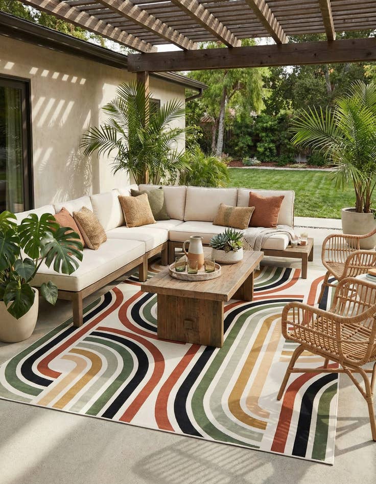 Detail image of 10' x 14'  Washable Modern Indoor / Outdoor Rug