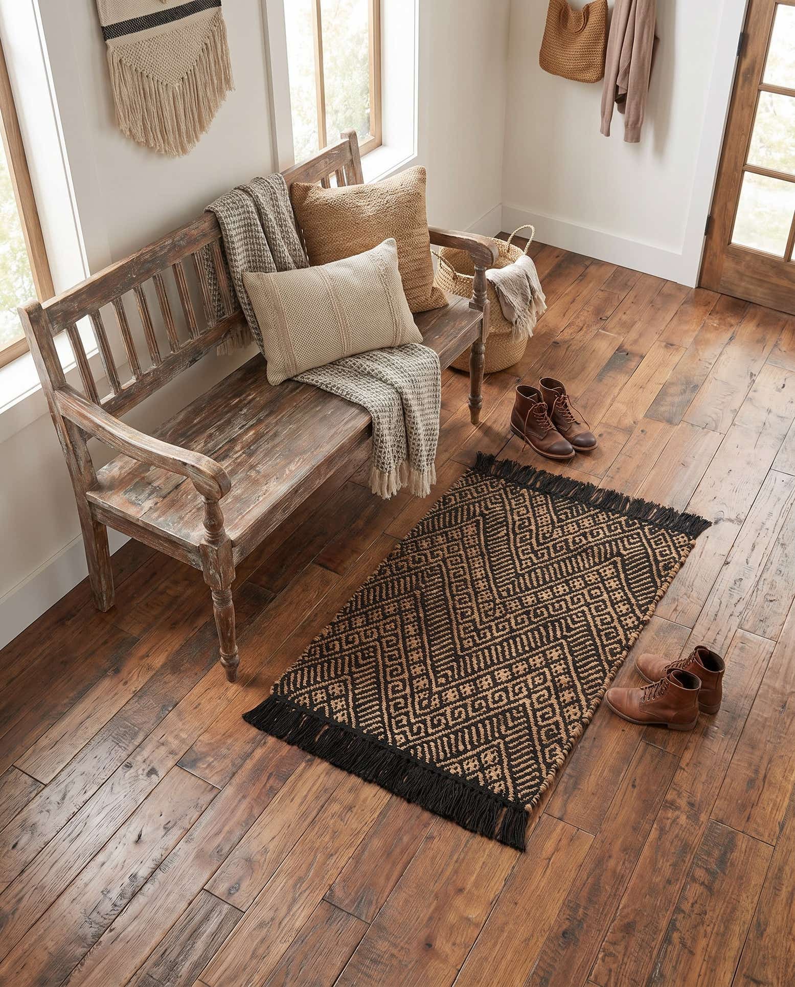 2' x 3' 1 Handmade Braided Jute Rug