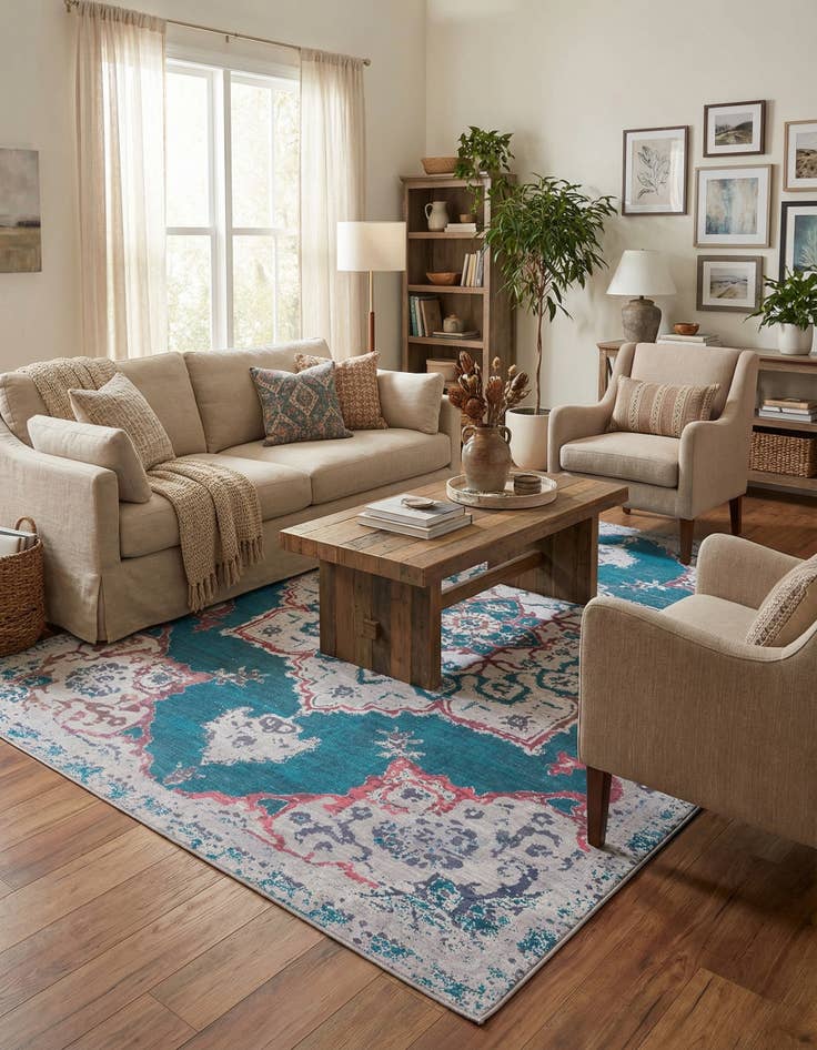 Detail image of  10' 6 x 13'  Washable Francesca Rug