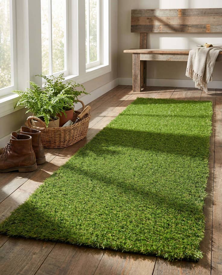 Detail image of 2' x 5' Easy-Clean Grass Indoor / Outdoor Runner Rug