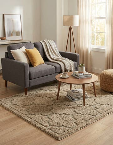 Beige Lattice Shag Rug