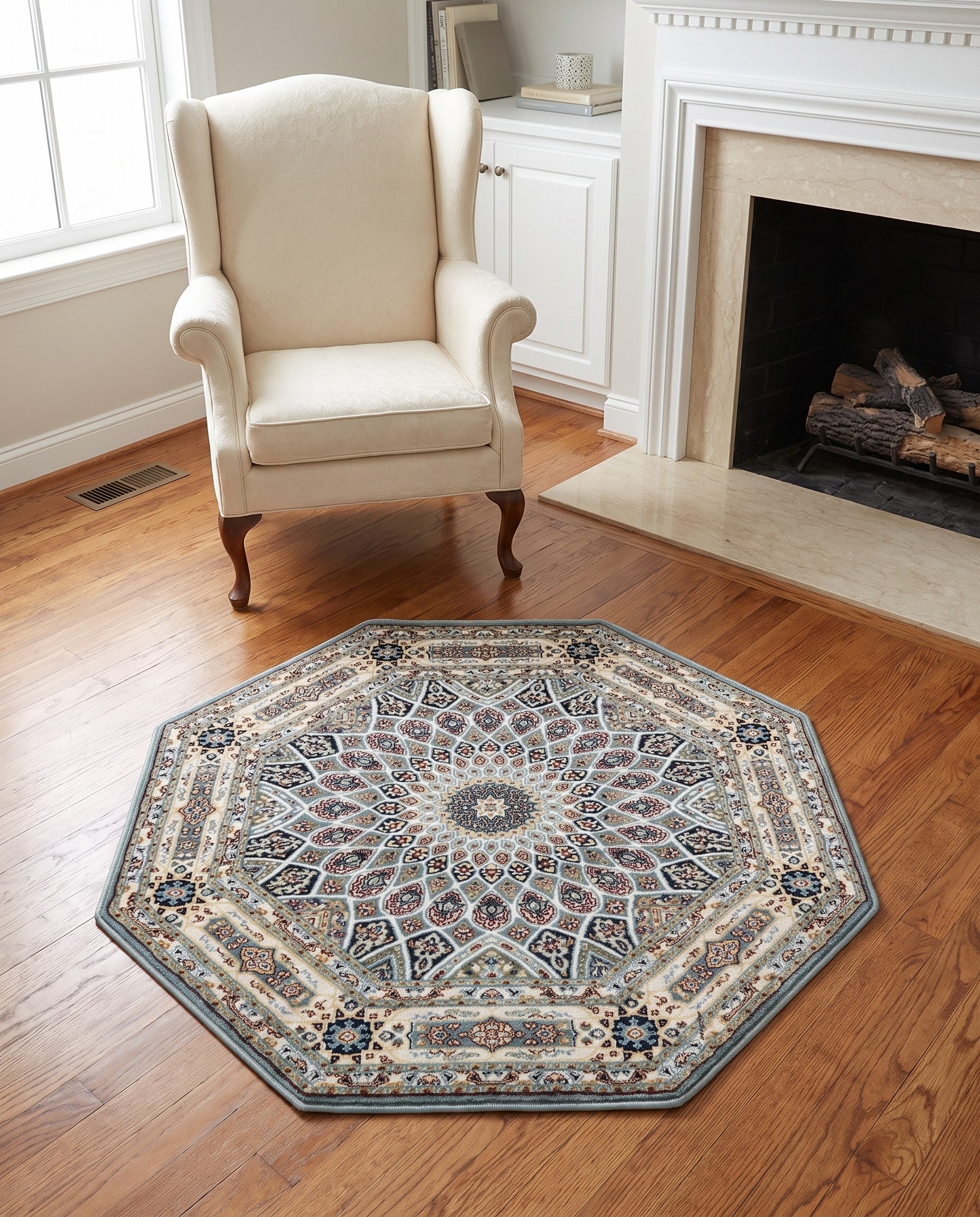 Blue Nain Design Octagon Rug