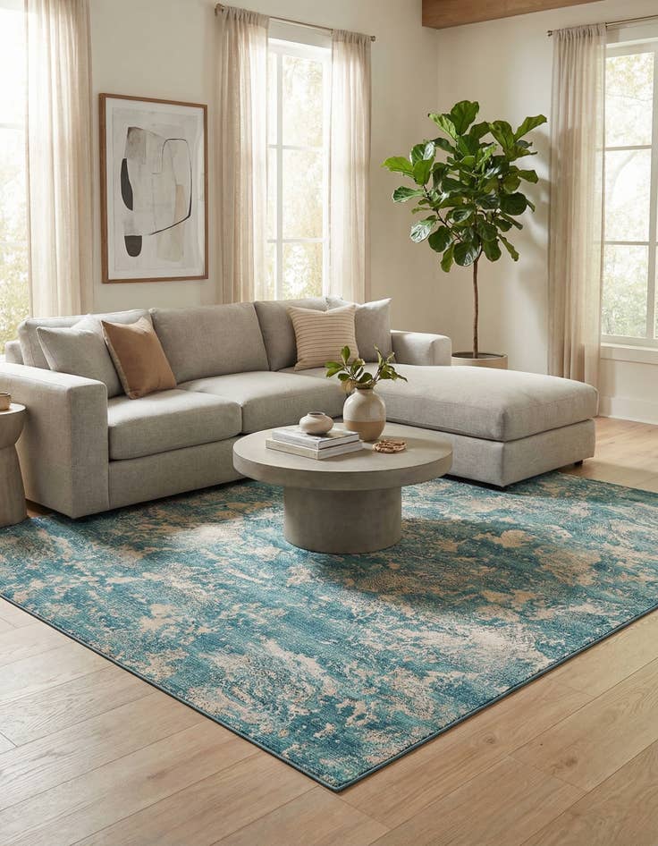 Detail image of  10' x 10'  Washable Modern Indoor / Outdoor Square Rug