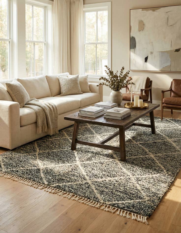 Detail image of 6' 5 x 10' Hand Knotted Moroccan Wool Rug