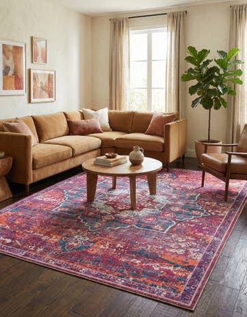 Multi Fuchsia Washable Francesca Rug