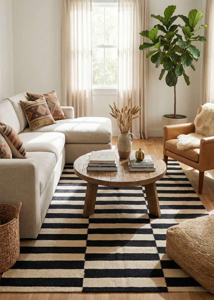 4' 3 x 5' 10 Hand Woven Kilim Modern Wool Rug