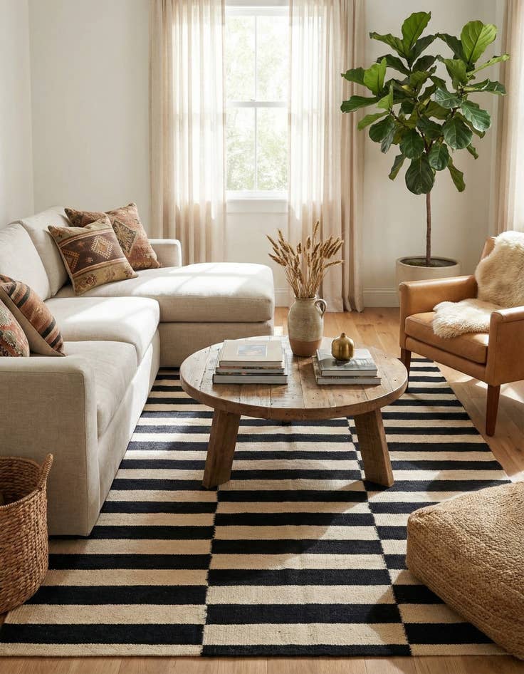 Detail image of 4' 3 x 5' 10  Hand Woven Kilim Modern Wool Rug