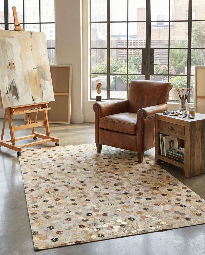 5' x 8' Cowhide Leather Rug