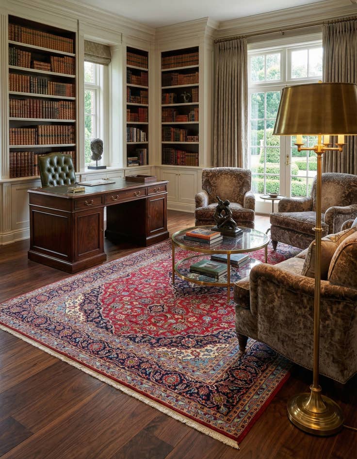 Detail image of 9' 9 x 13' 3  Hand Knotted Kashan Persian Wool Rug