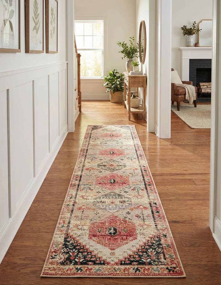 Detail image of 2' 7 x 12'  Washable Traditional Indoor / Outdoor Runner Rug