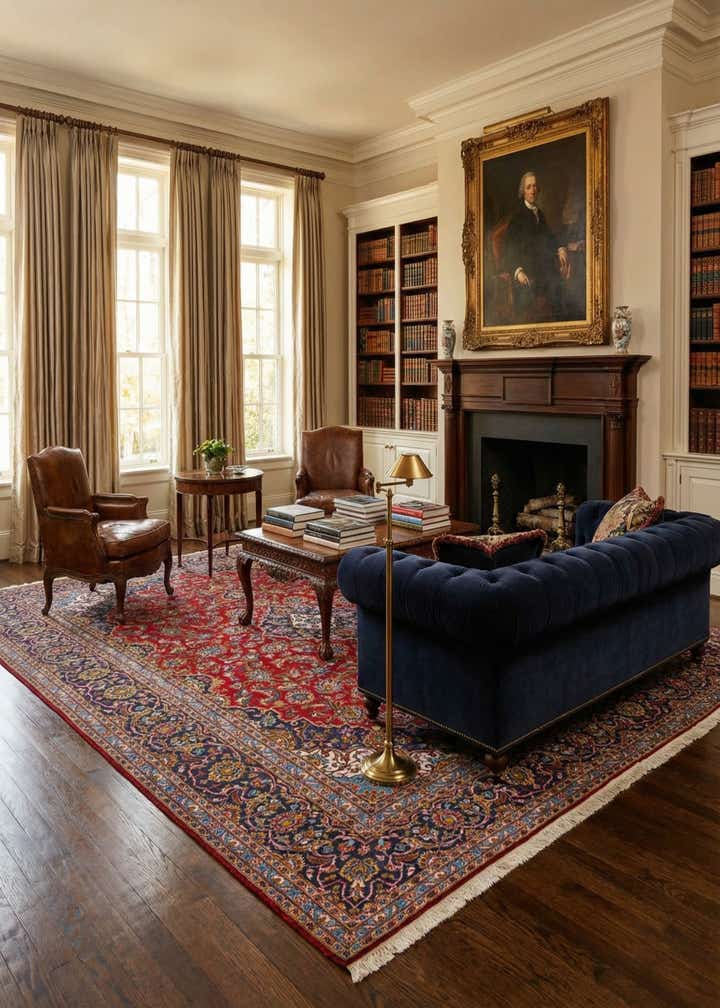 10' x 12' 8 Hand Knotted Kashan Persian Wool Rug