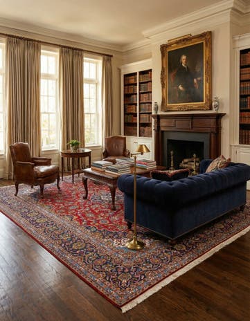 10' x 12' 8 Hand Knotted Kashan Persian Wool Rug