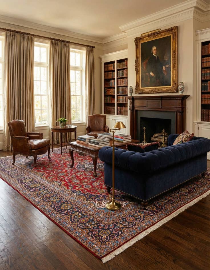 Detail image of 10' x 12' 8  Hand Knotted Kashan Persian Wool Rug