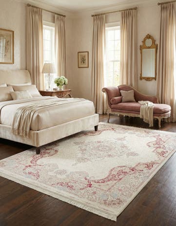 Cream Qom Bamboo Silk Rug