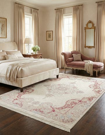 Cream Qom Bamboo Silk Rug