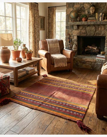 3' 7 x 3' 8 Hand Woven Kilim Afghan Wool Square Rug