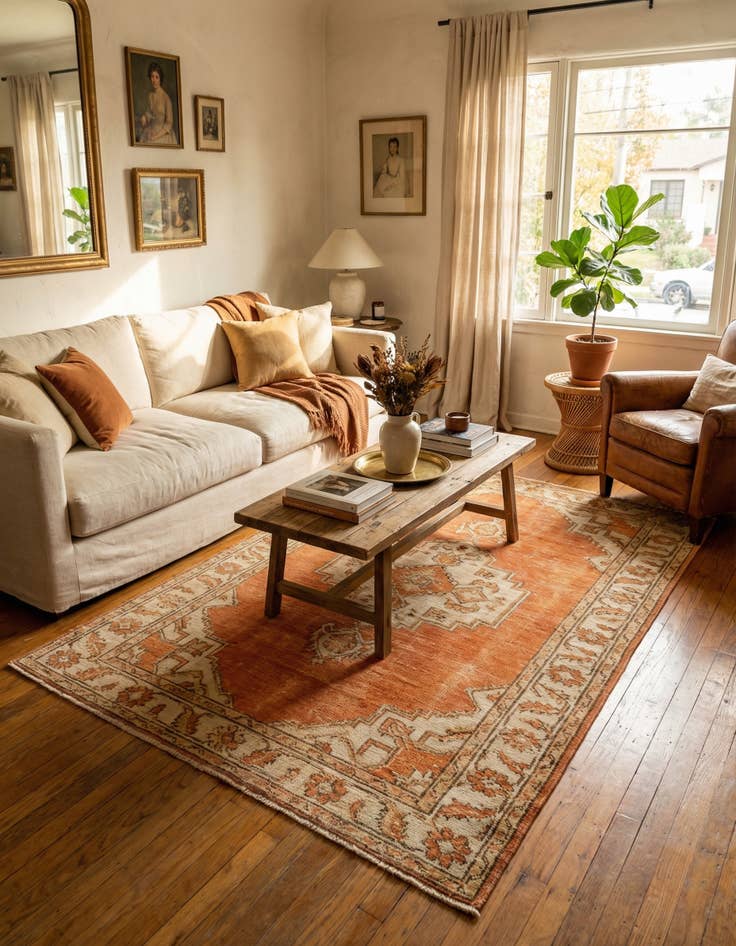 Detail image of 6' 6 x 9' 7  Hand Knotted Ultra Vintage Persian Wool Rug