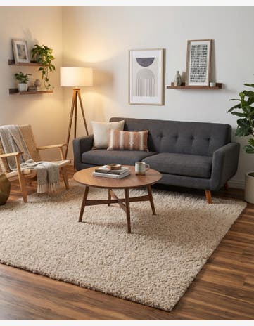 Linen Zermatt Shag Square Rug