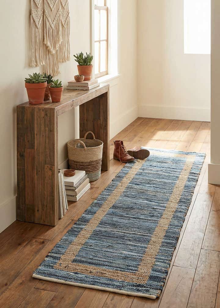 2' 7 x 10' Hand Woven Chindi Jute Runner Rug