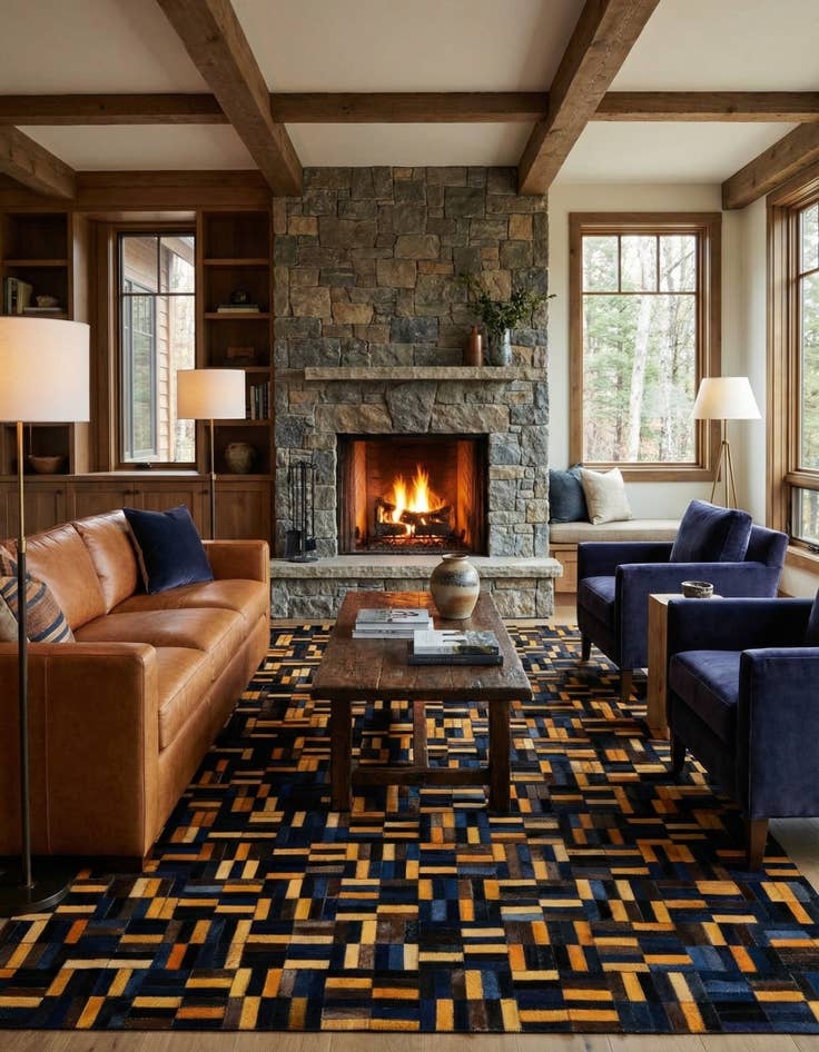 Detail image of 5' x 7' 11 Cowhide - Patchwork Rug