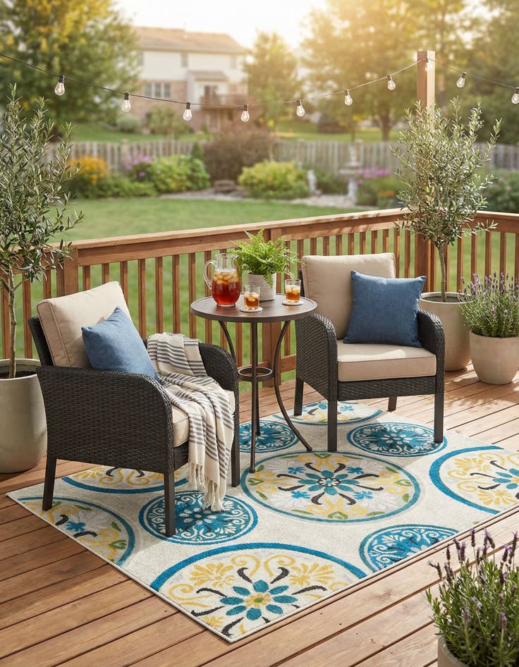 Detail image of 4' x 6'  Washable Modern Indoor / Outdoor Rug