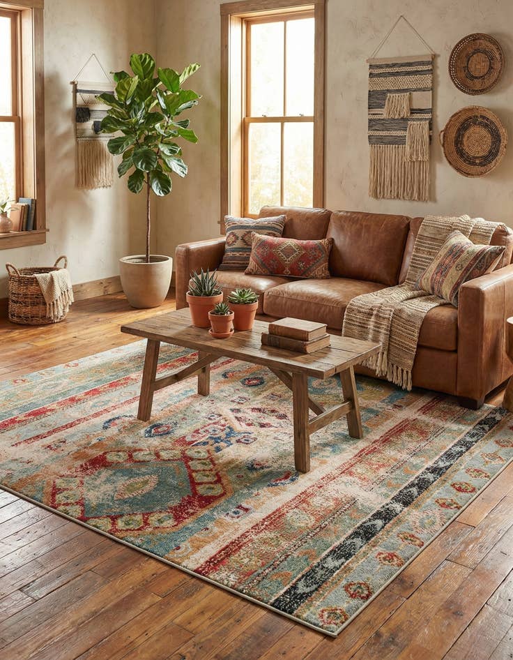 Detail image of 8' x 10'  Washable Santa Fe Rug