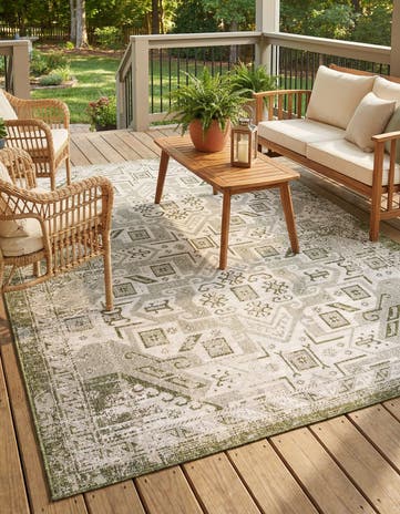 7' 10 x 11' Easy-Clean Aztec Indoor / Outdoor Rug