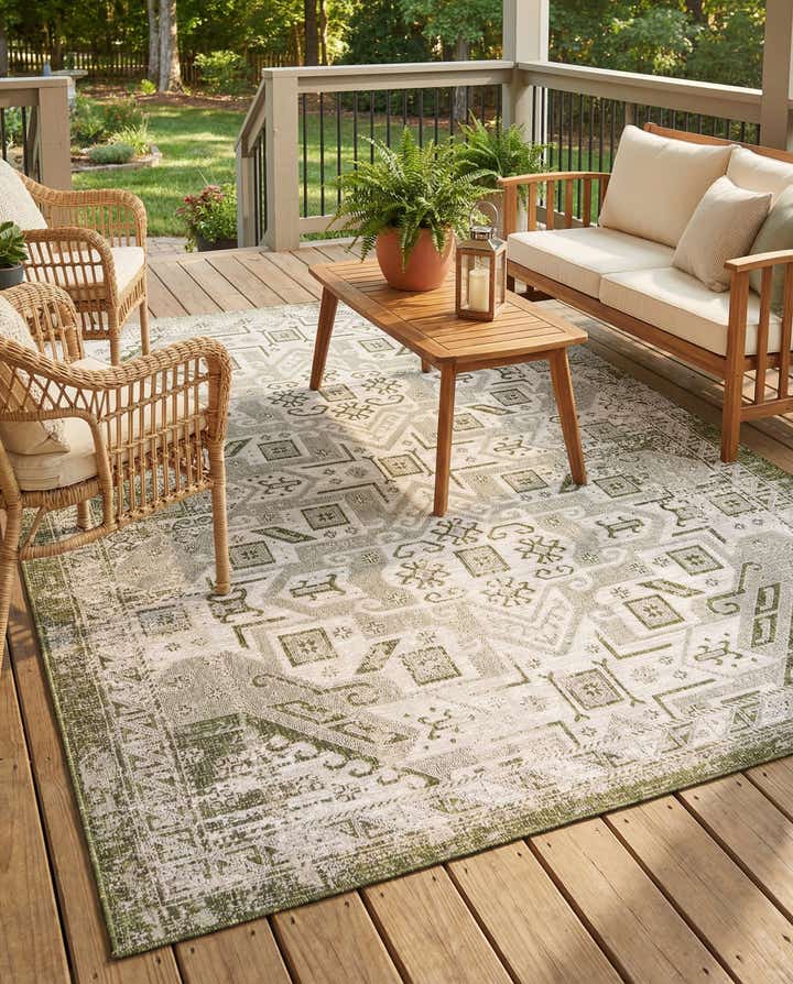 7' 10 x 11' Easy-Clean Aztec Indoor / Outdoor Rug