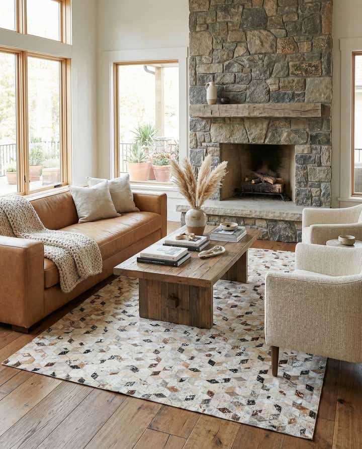 5' x 8' Cowhide Leather Rug