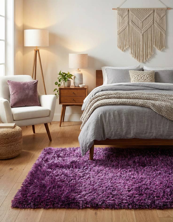 Detail image of  3' 2 x 5' 5  Hand Knotted Solid Shag Oriental Rug