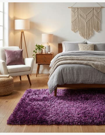 3' 2 x 5' 5 Hand Knotted Solid Shag Oriental Rug