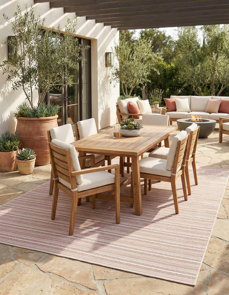 Detail image of 10' x 14' Easy-Clean Striped Indoor / Outdoor Rug
