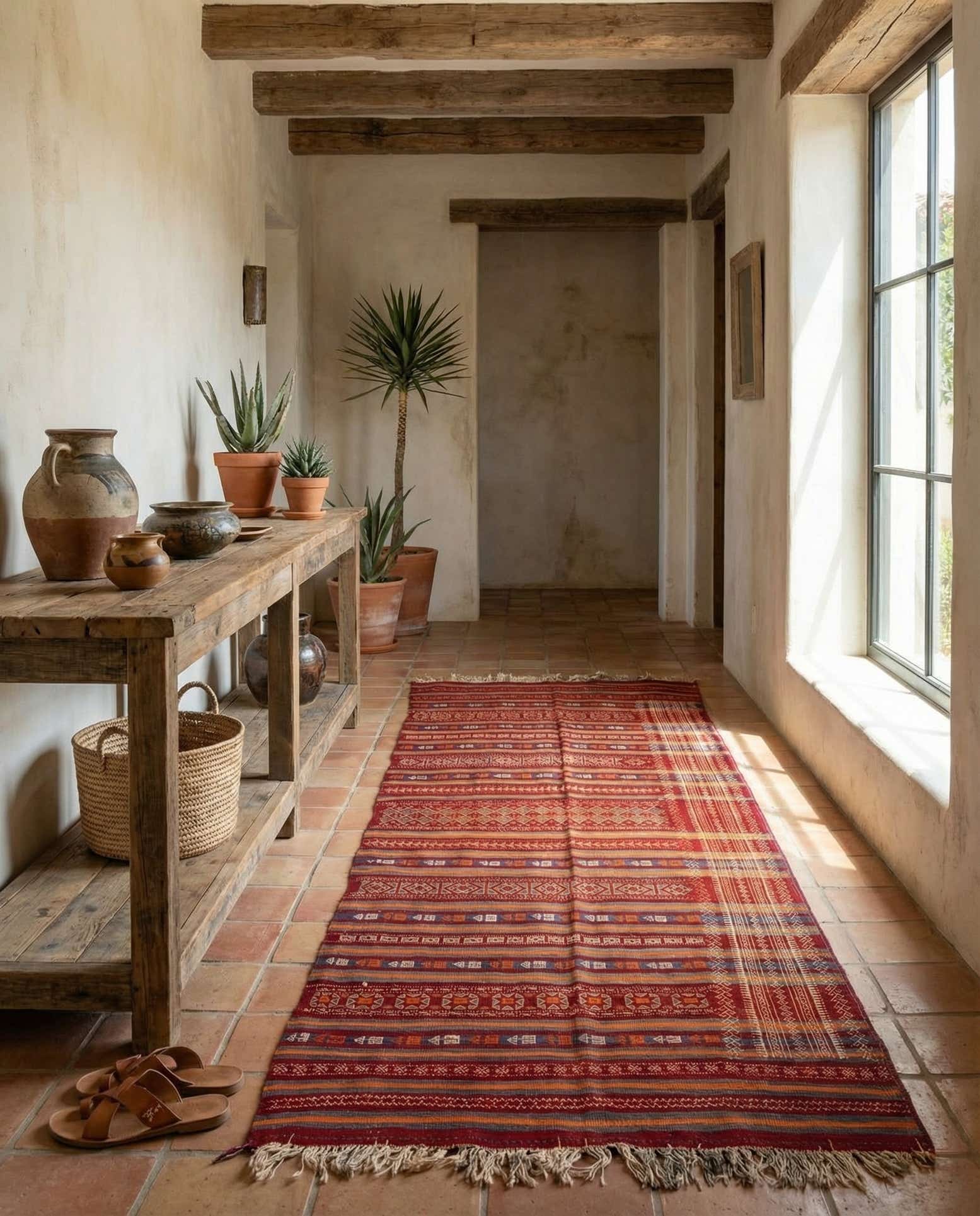 4' 4 x 11' 6 Hand Woven Kilim Fars Wool Runner Rug