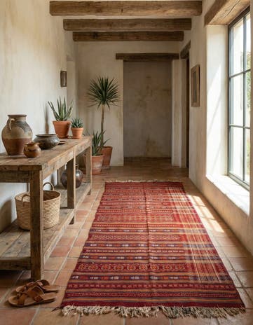 4' 4 x 11' 6 Hand Woven Kilim Fars Wool Runner Rug