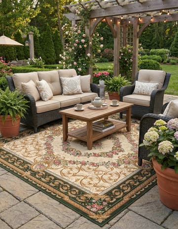 10' x 10' Easy-Clean Traditional Indoor / Outdoor Square Rug