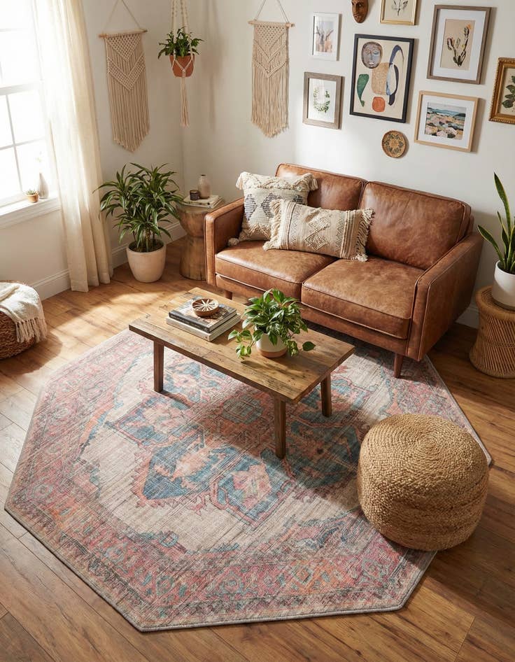 Detail image of 7' 10 x 7' 10  Washable Nostalgia Octagon Rug