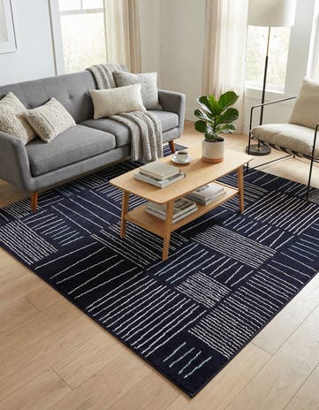 Navy Blue Hanahan Square Rug