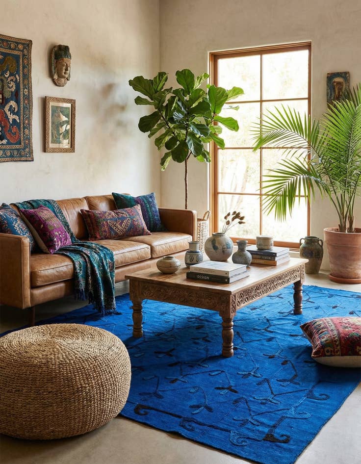 Detail image of 6' x 7' 4  Hand Woven Kilim Suzani Wool Rug