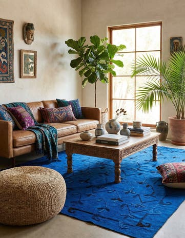 6' x 7' 4 Hand Woven Kilim Suzani Wool Rug