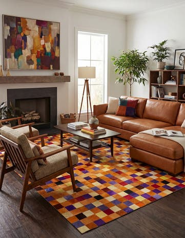 7' 11 x 9' 11 Cowhide - Patchwork Rug