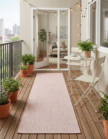 Whisper Pink Easy-Clean Solid Indoor / Outdoor Runner Rug