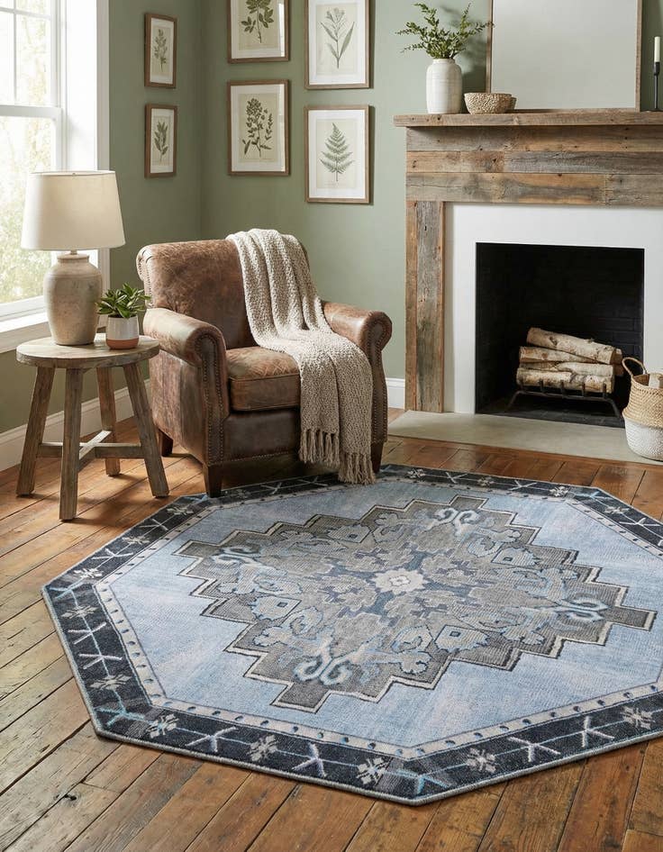 Detail image of 5' x 5' Washable Timeless Octagon Rug