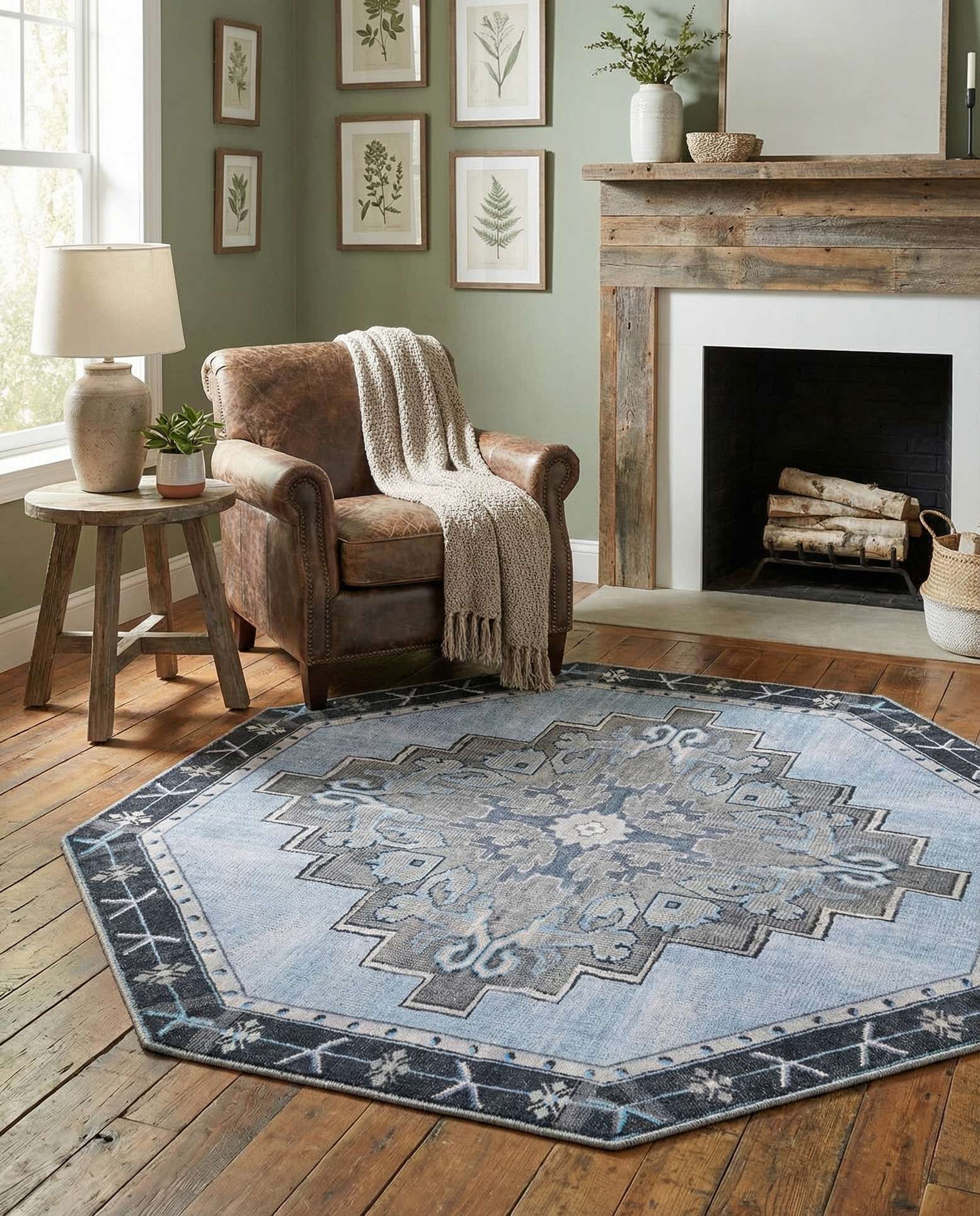 5' x 5' Washable Timeless Octagon Rug