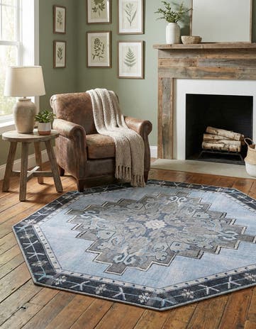 5' x 5' Washable Timeless Octagon Rug