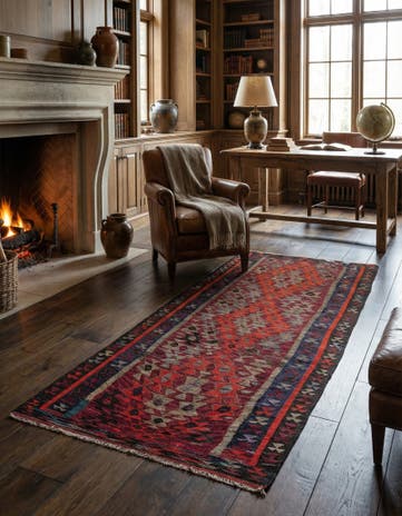 4' 8 x 9' 2 Hand Woven Kilim Fars Wool Rug